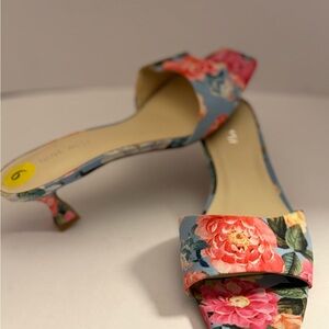 Nine West Inya Floral Pink and Blue Kitten Heels